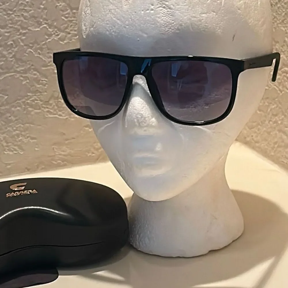 Carrera Sunglasses 5003 Unisex Black Plastic Frame & Gray Lenses Oversized NEW